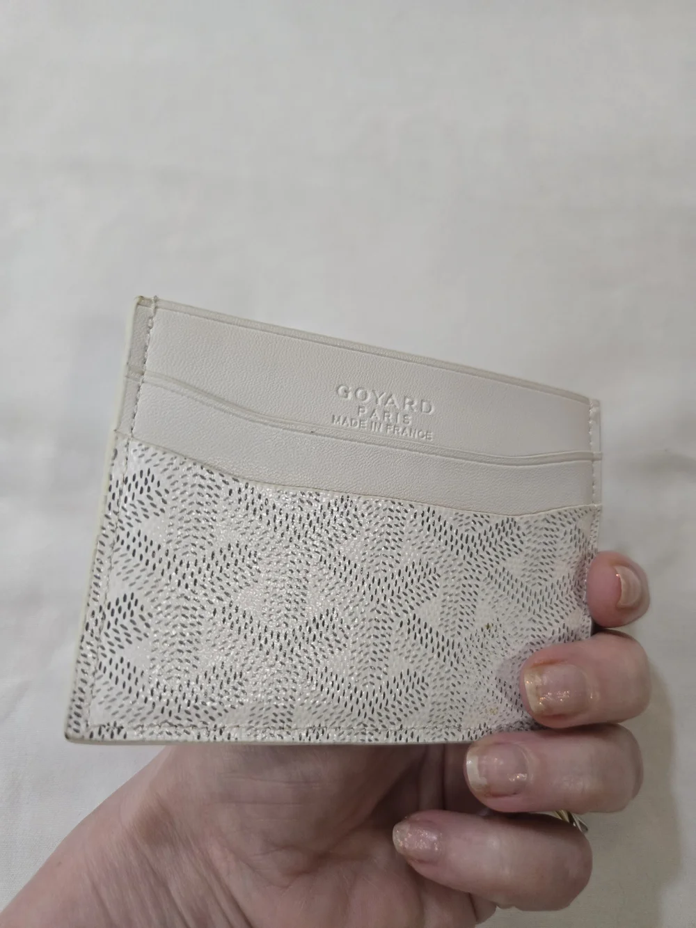 Leather White Patterned Card Holder